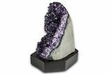 Deep Purple Amethyst Geode With Wood Base - Uruguay #368335-2